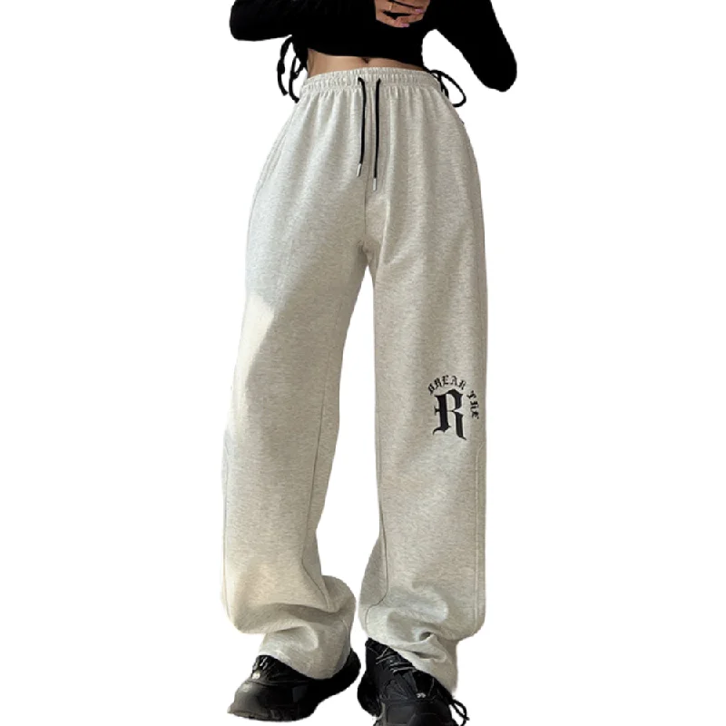 Women's R Letter Straight Sweatpants