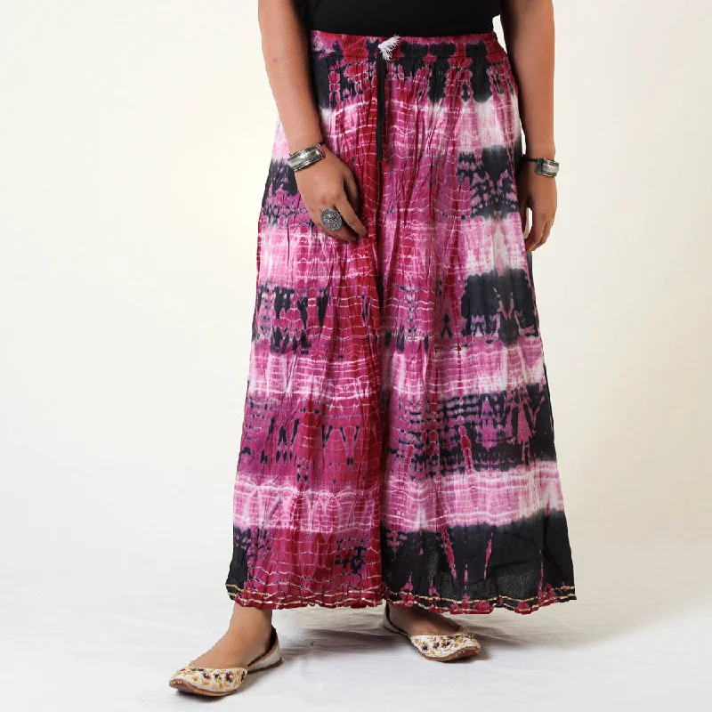 Pink - Shibori Tie-Dye Cotton Long Skirt