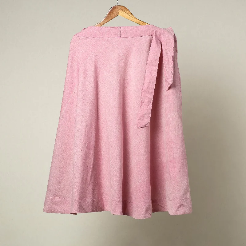 Pink - Plain Handloom Jhiri Cotton Wrap Around Skirt