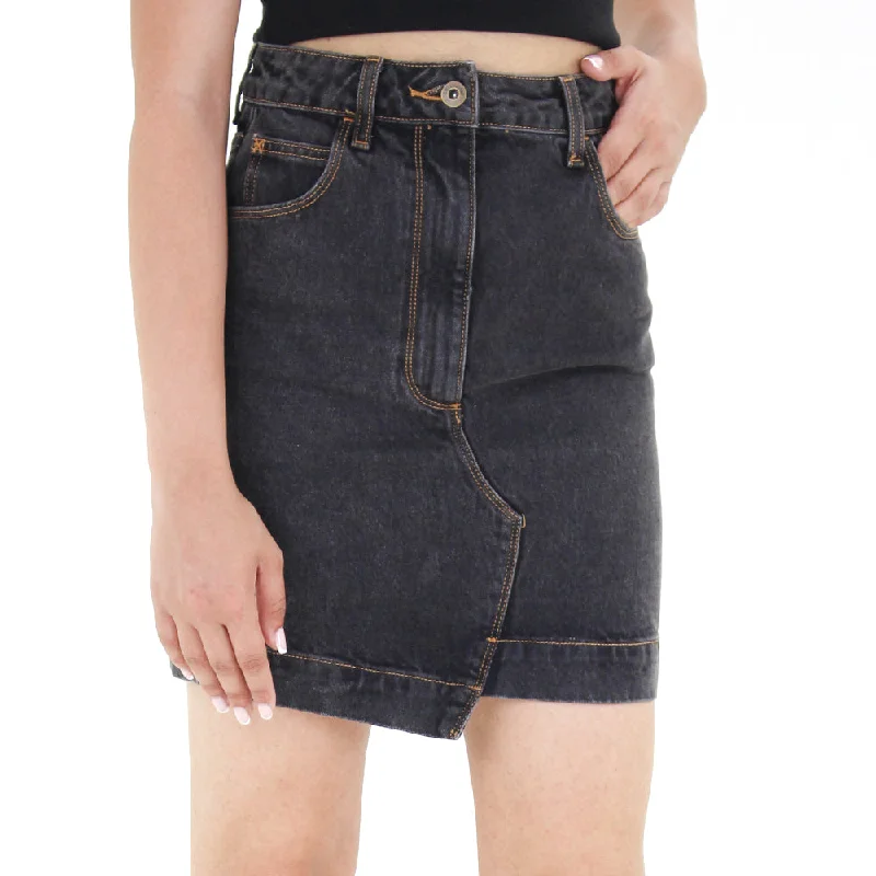 Women's Denim Mini Skirt,Dark Grey