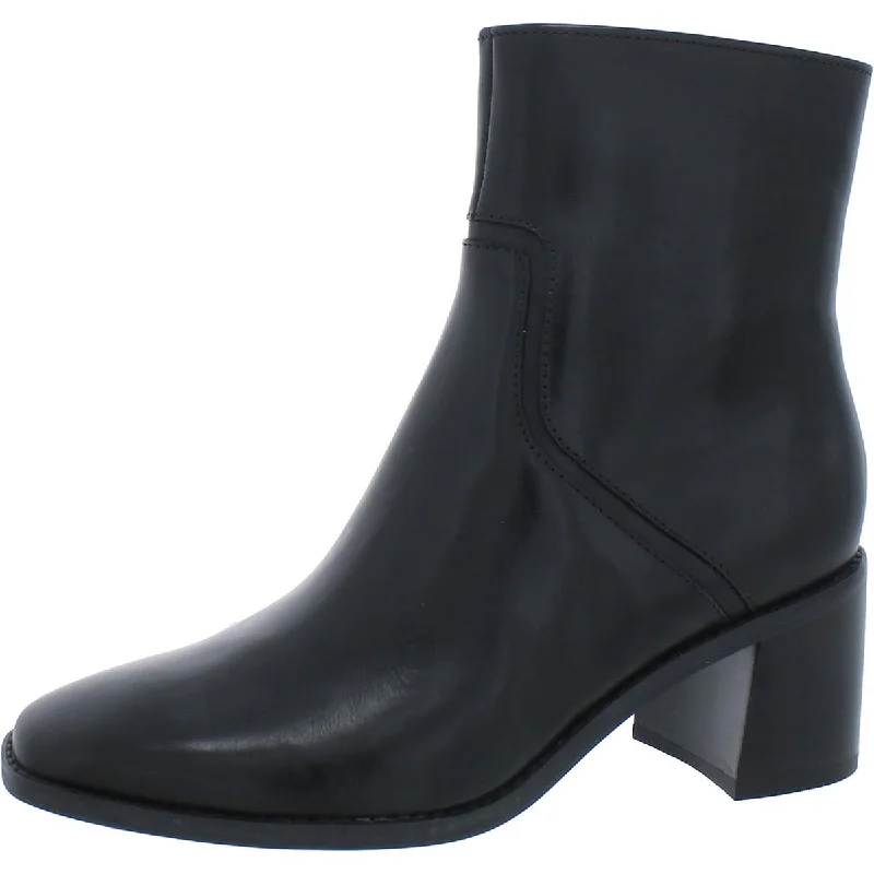 27 Edit Womens Erica Leather Stacked Heel Ankle Boots