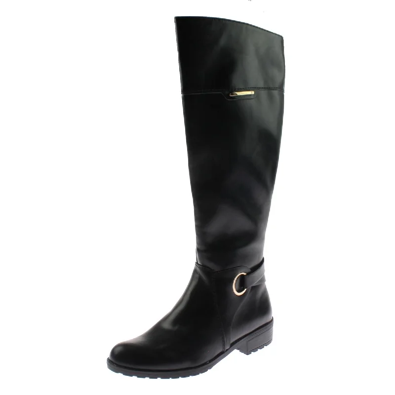 Alfani Womens JADAH Wide Calf Faux Leather Riding Boots