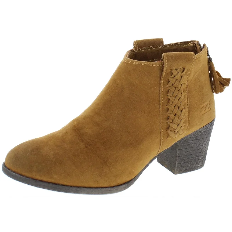 Billabong Womens In The Deets Faux Suede Round Toe Booties