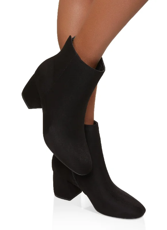 Round Toe Block Heel Booties