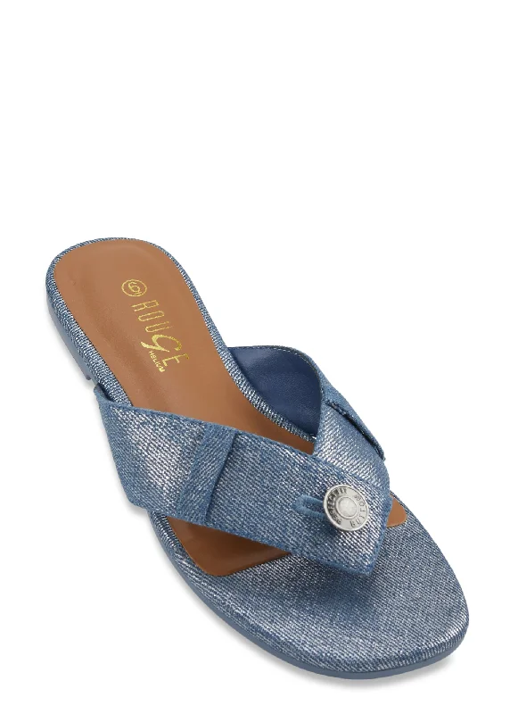 Denim Thong Slide Sandals