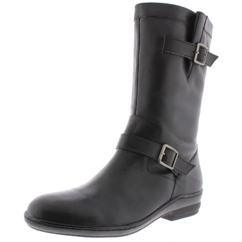 David Tate Womens DORTHY Leather Low Heel Mid-Calf Boots