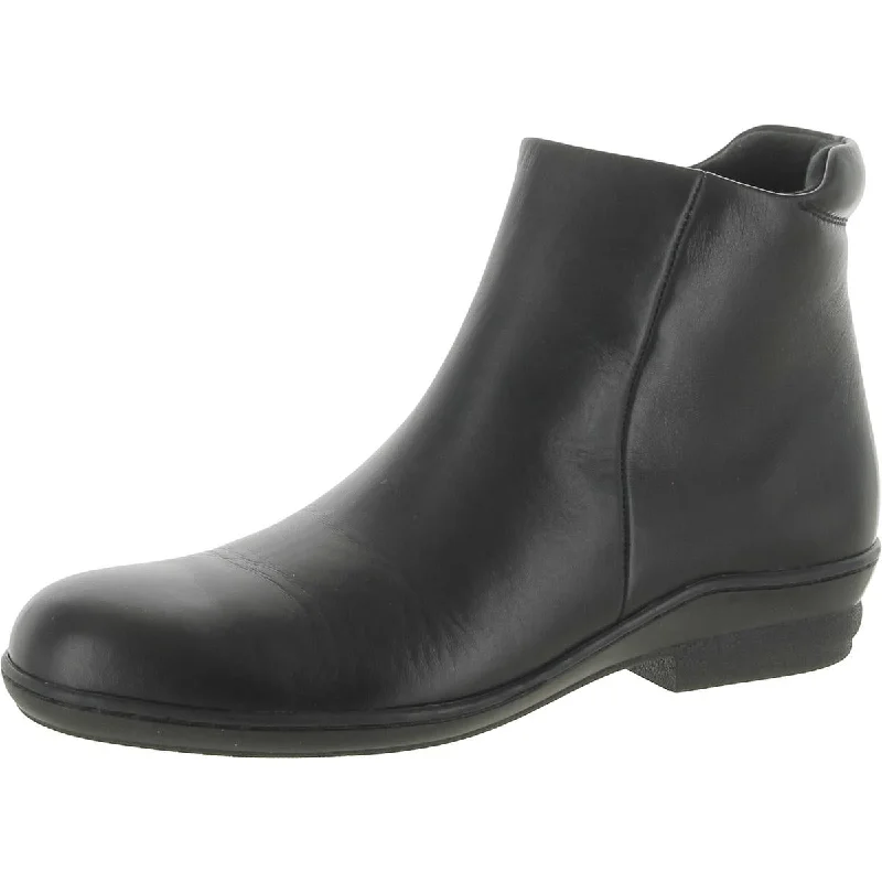 David Tate Womens Simplicity Leather Zip-Up Ankle Boots