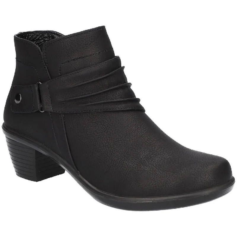 Easy Street Womens Damita Faux Leather Ruched Ankle Boots