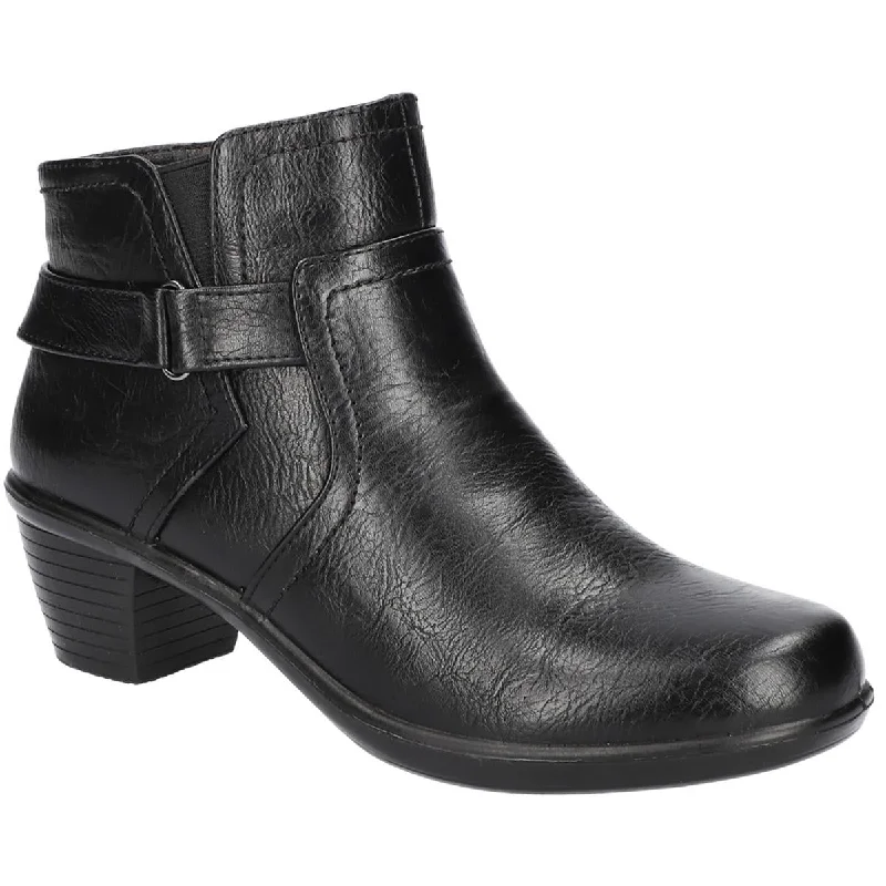 Easy Street Womens DURHAM Faux Leather Block Heel Ankle Boots