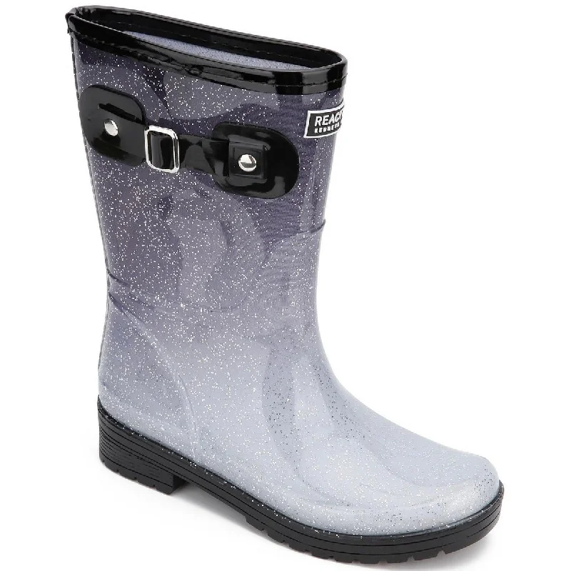 Kenneth Cole Reaction Womens Rain Buckle Ombre Faux Leather Two Tone Rain Boots