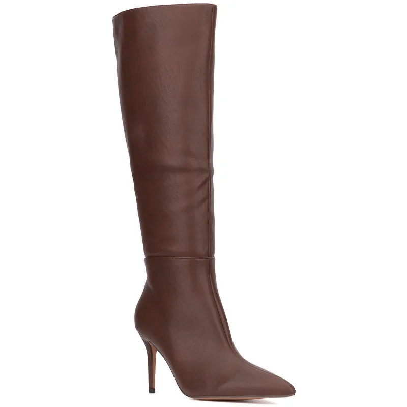 New York & Company Womens Mae Faux Leather Tall Knee-High Boots