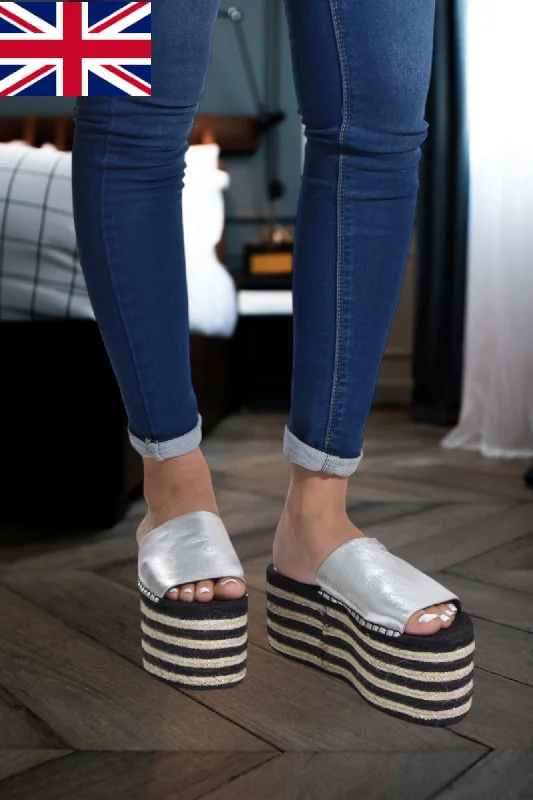 Silver High Wedge Heel