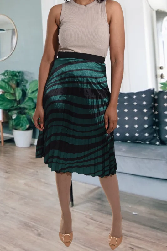 Teal Satin Patterned Skirt