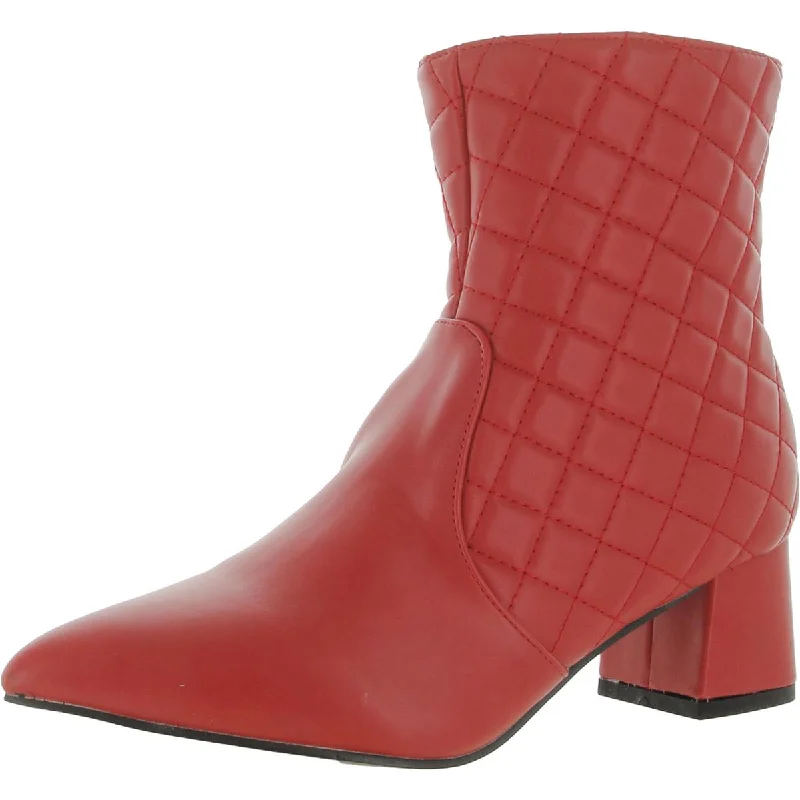 Trary Womens Faux Leather Quilted Ankle Boots