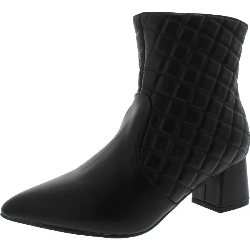 Trary Womens Quilted Pointed Toe Ankle Boots