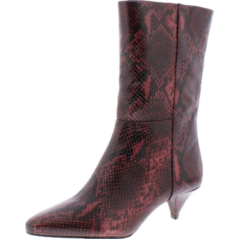 Vince Camuto Womens Rastel Solid Embossed Mid-Calf Boots