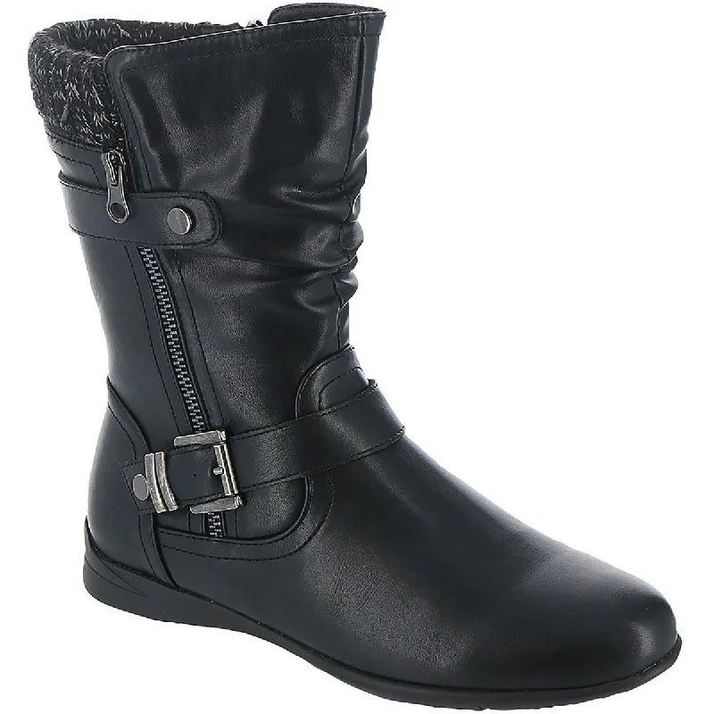 Wanderlust Womens Phyllis Faux Leather Zip Up Mid-Calf Boots