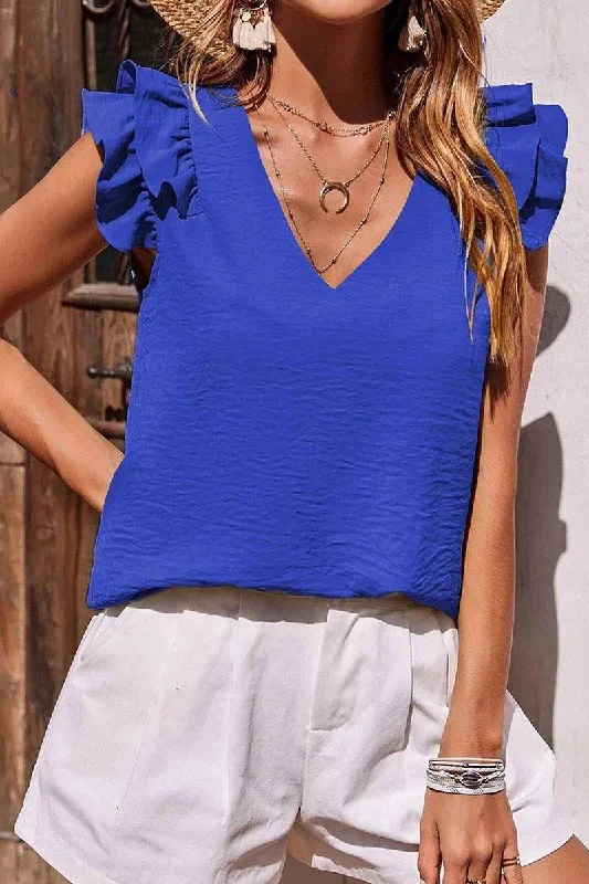 SLEEVELESS FRILL SHOULDER TUNIC TOP