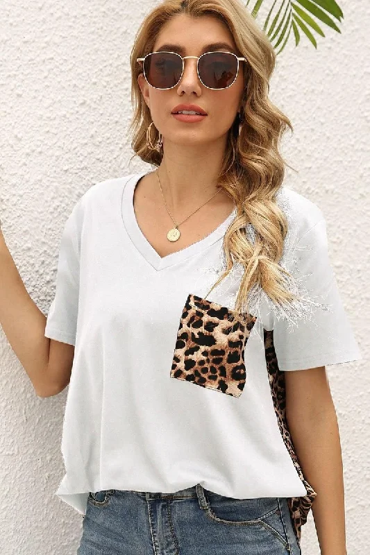 LEOPARD PATTERN BLOCKED CASUAL TOP