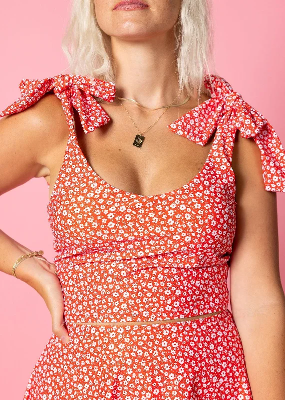 Red Ditsy Floral | Knot Top