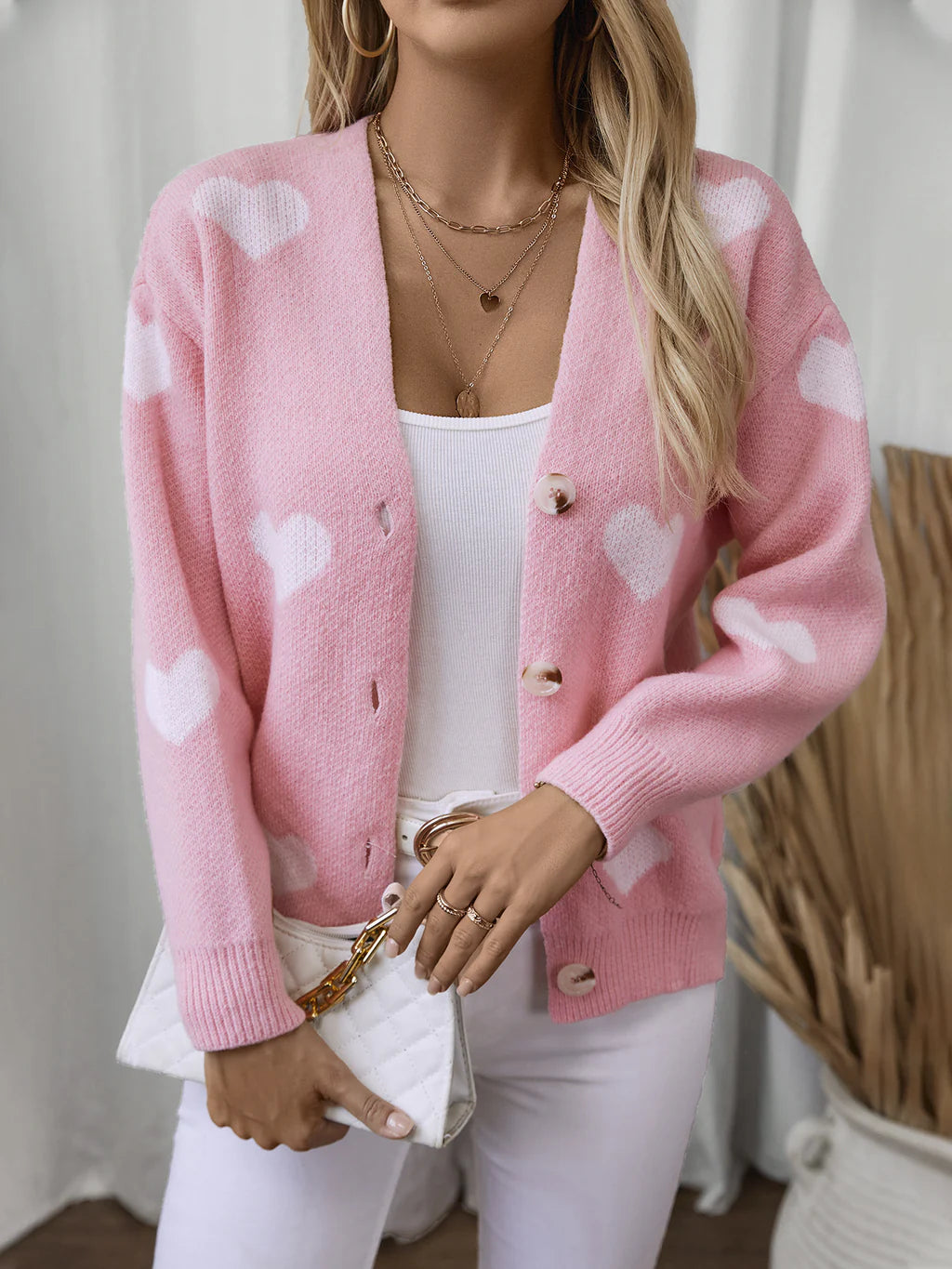 Love Heart Single-breasted Loose Sweater